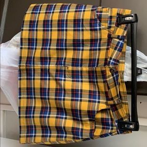 Yellow plaid skirt, new